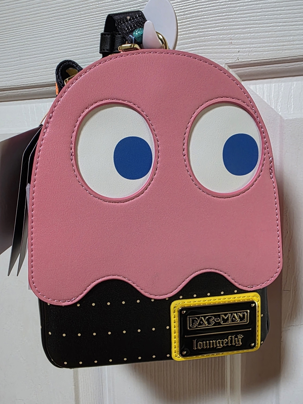 Loungefly Pink Ghost PAC-MAN Sling Backpack Glows In Dark NWT